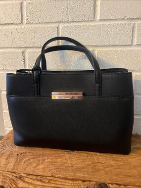kate spade Black Saffiano Leather Satchel with Gold Hardware